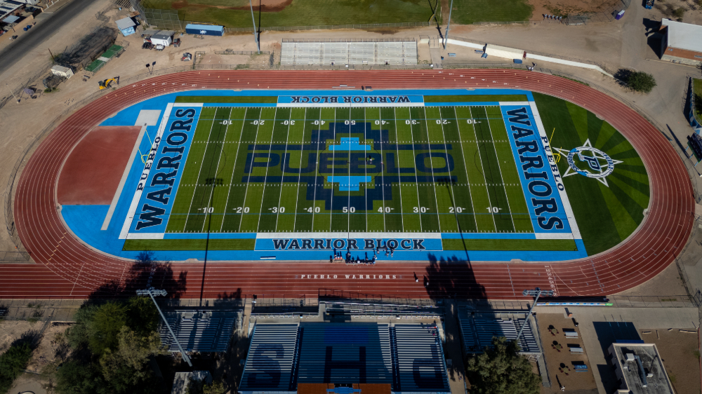 Drone view of Pueblo High School football field